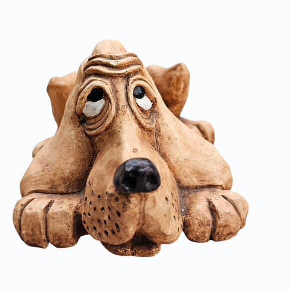 Vintage Bill Vernon Hand Carved Wooden Hound Dog Folk Art Figure Signed 1980 - Picture 2 of 15